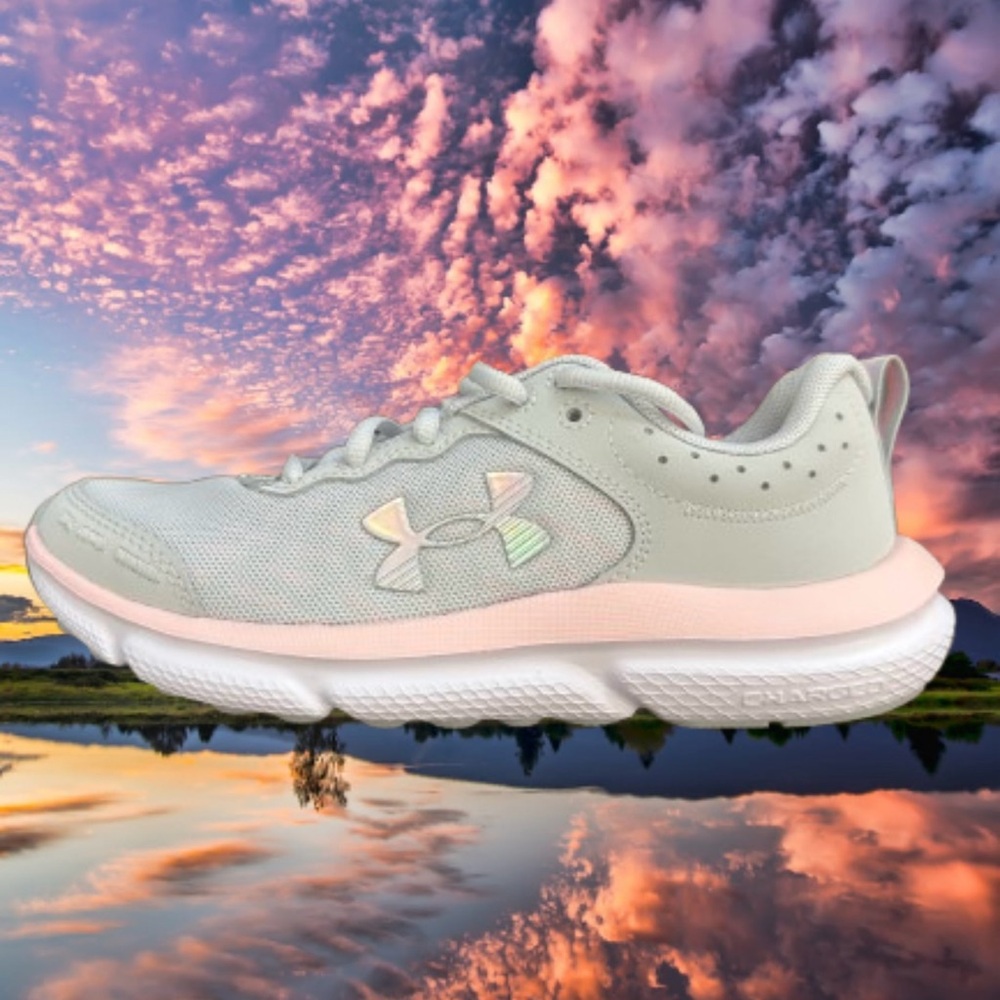 Size 4Y - Under Armour GGS Assert 10 Grey/Pink Girl Sneakers NIB